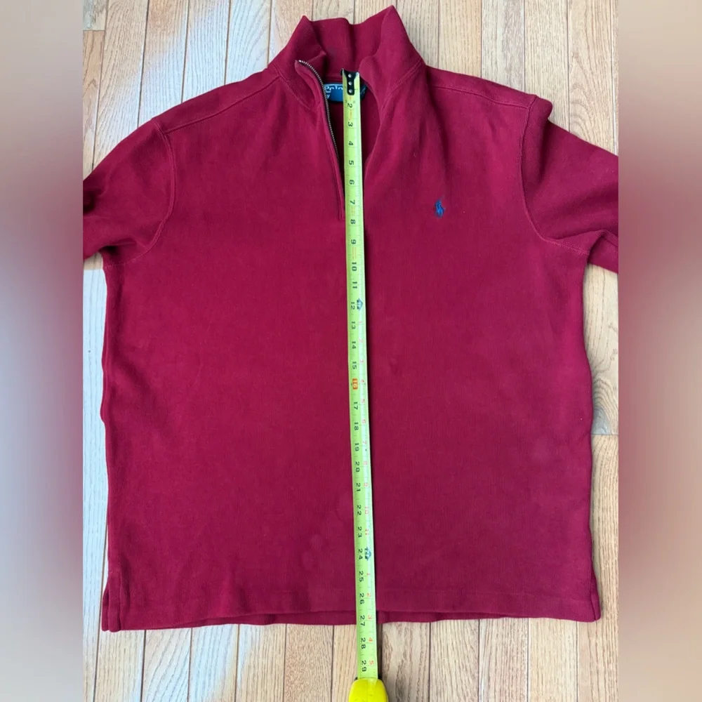 Polo Ralph Lauren | Size Large | Mens Red Quarter Zip Up Sweater 100% Cotton